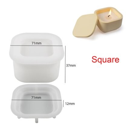 square craft candle with lid silicon mold